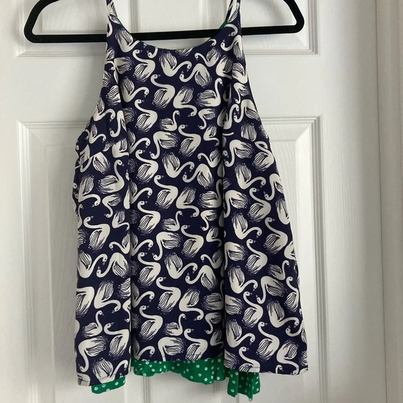 Anthropologie blue swan print tank top size small - Picture 2 of 6